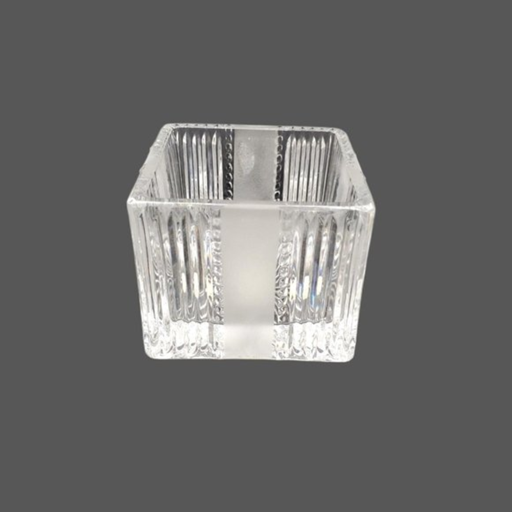 VTG Lead Crystal Clear Votive Box  24% Made in Poland No‎ Lid  Glass  Trinket 3"